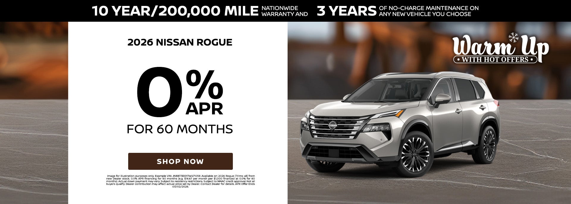 0% APR on 2026 Nissan Rogue