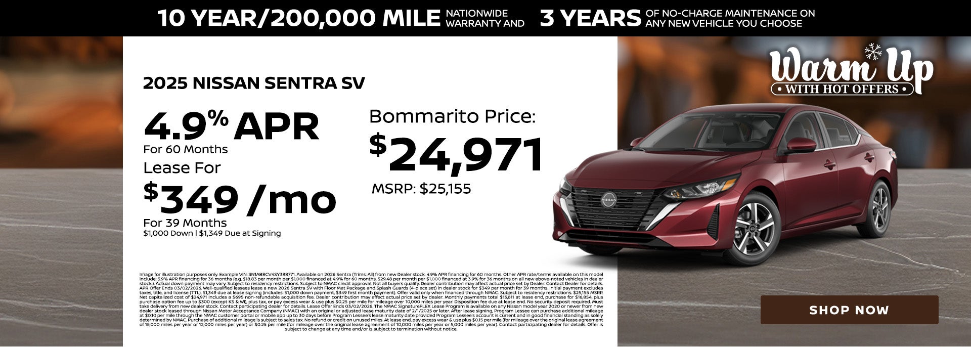 4.9% APR ON 2025 Nissan Sentra