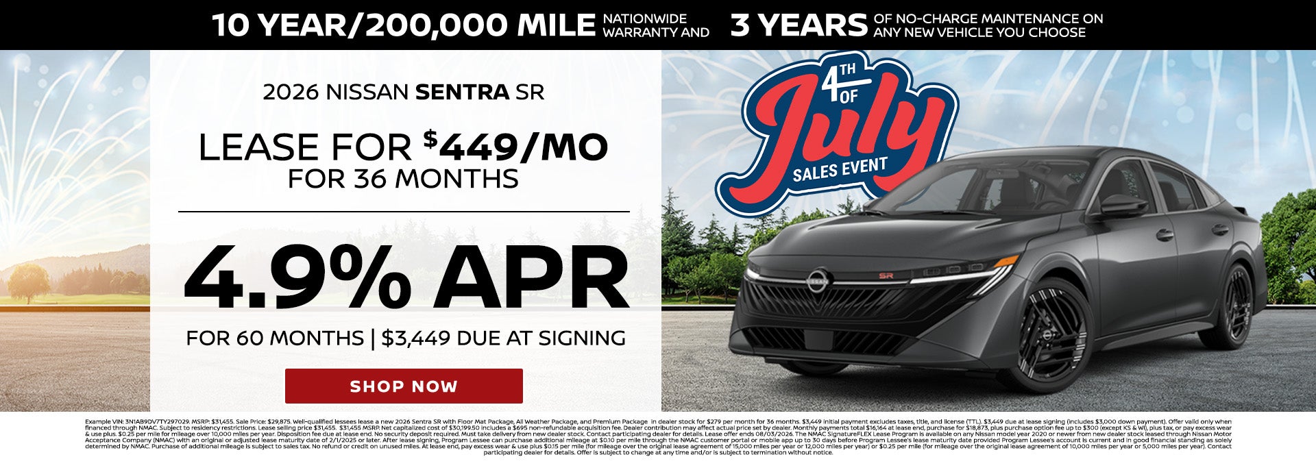 Finance or Lease 2026 Nissan Sentra