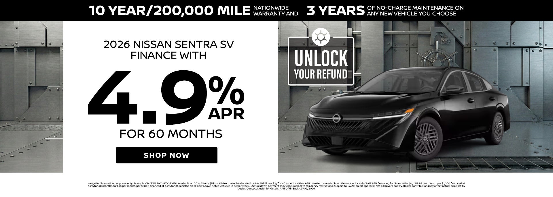 4.9% Financing on 2026 Nissan Sentra
