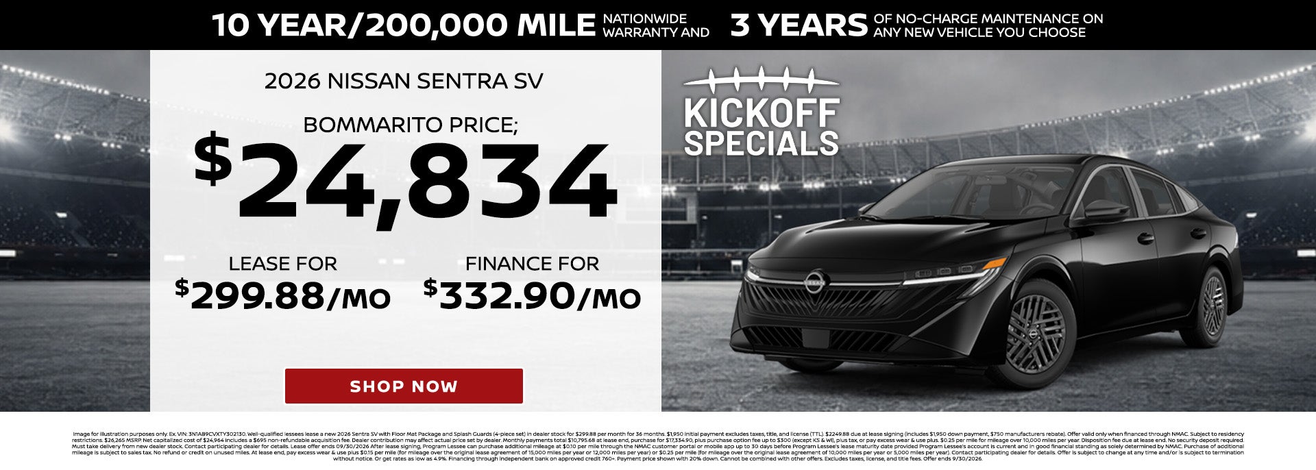 Finance Or Lease 2026 Sentra SV at Bommarito Nissan Ballwin